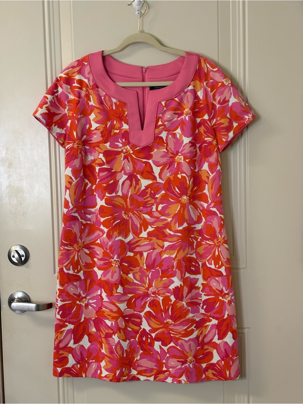 Tahari Pink and Orange Floral Midi Dress SZ 16 EUC $99